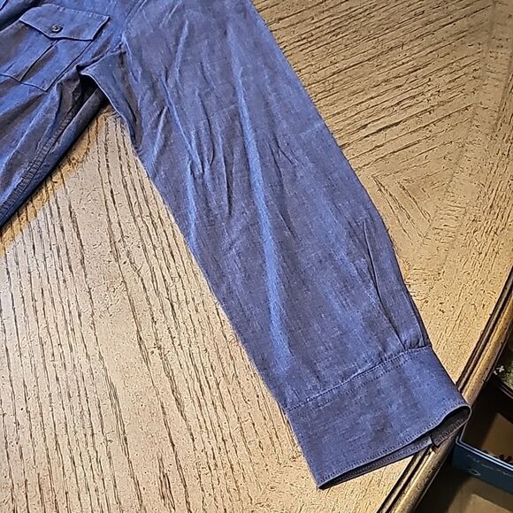 Mens denim blue button down shirt size L Kenneth Cole - Picture 5 of 9